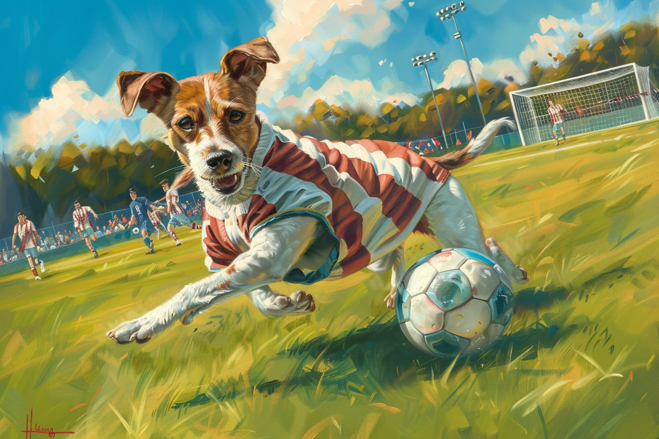 Tableau Jack Russell Footballeur