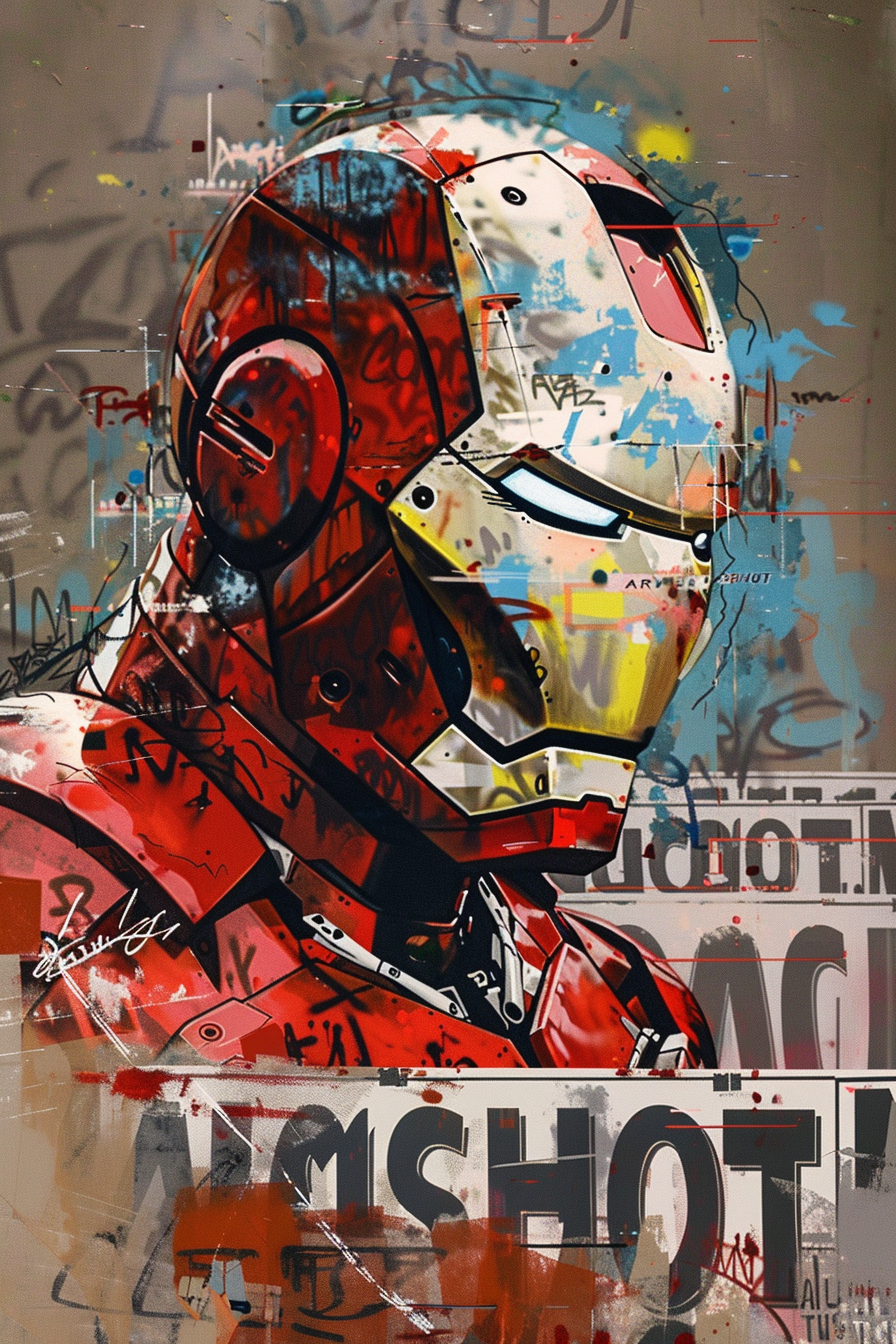 Tableau déco Iron Man en garde à vue Marvel Street Pop Art