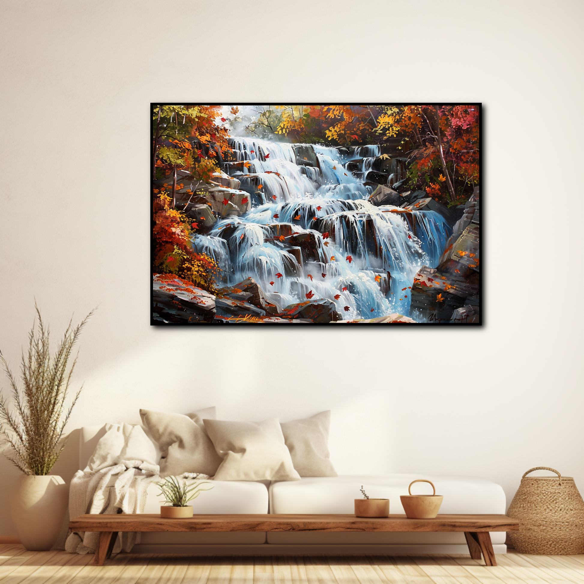 Tableau Cascade en Automne