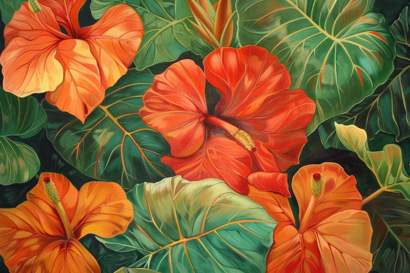 Tableau Feuilles Tropicales