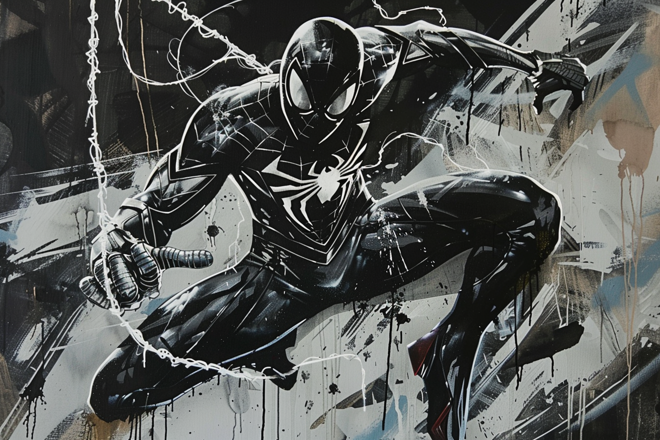 Tableau déco Spiderman Black Street Art