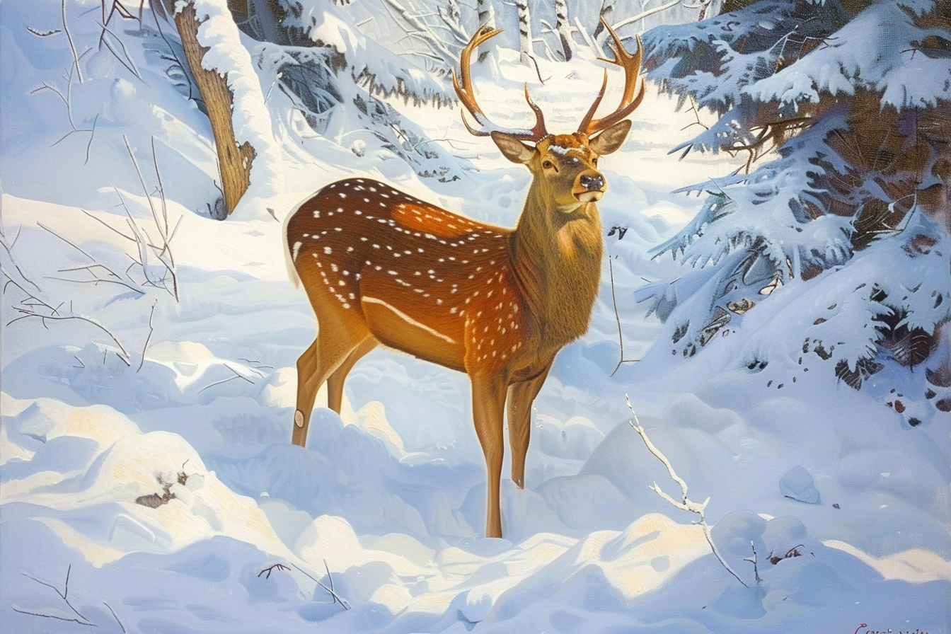 Tableau Cerf dans la Neige