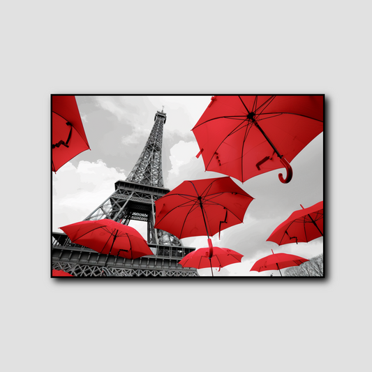 Tableau Paris Parapluie Rouge