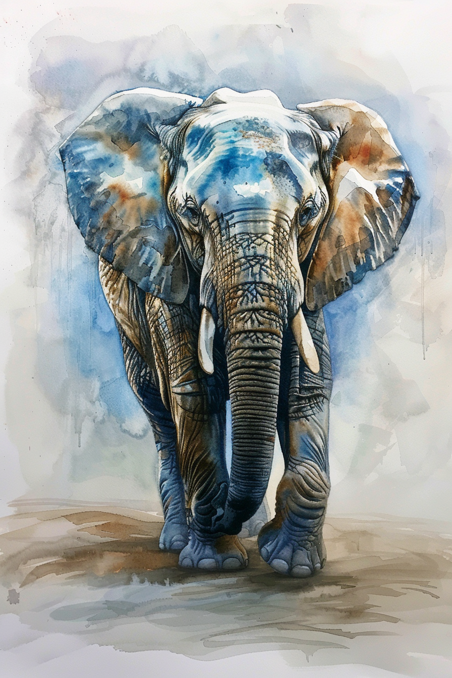 Peinture Aquarelle Élephant