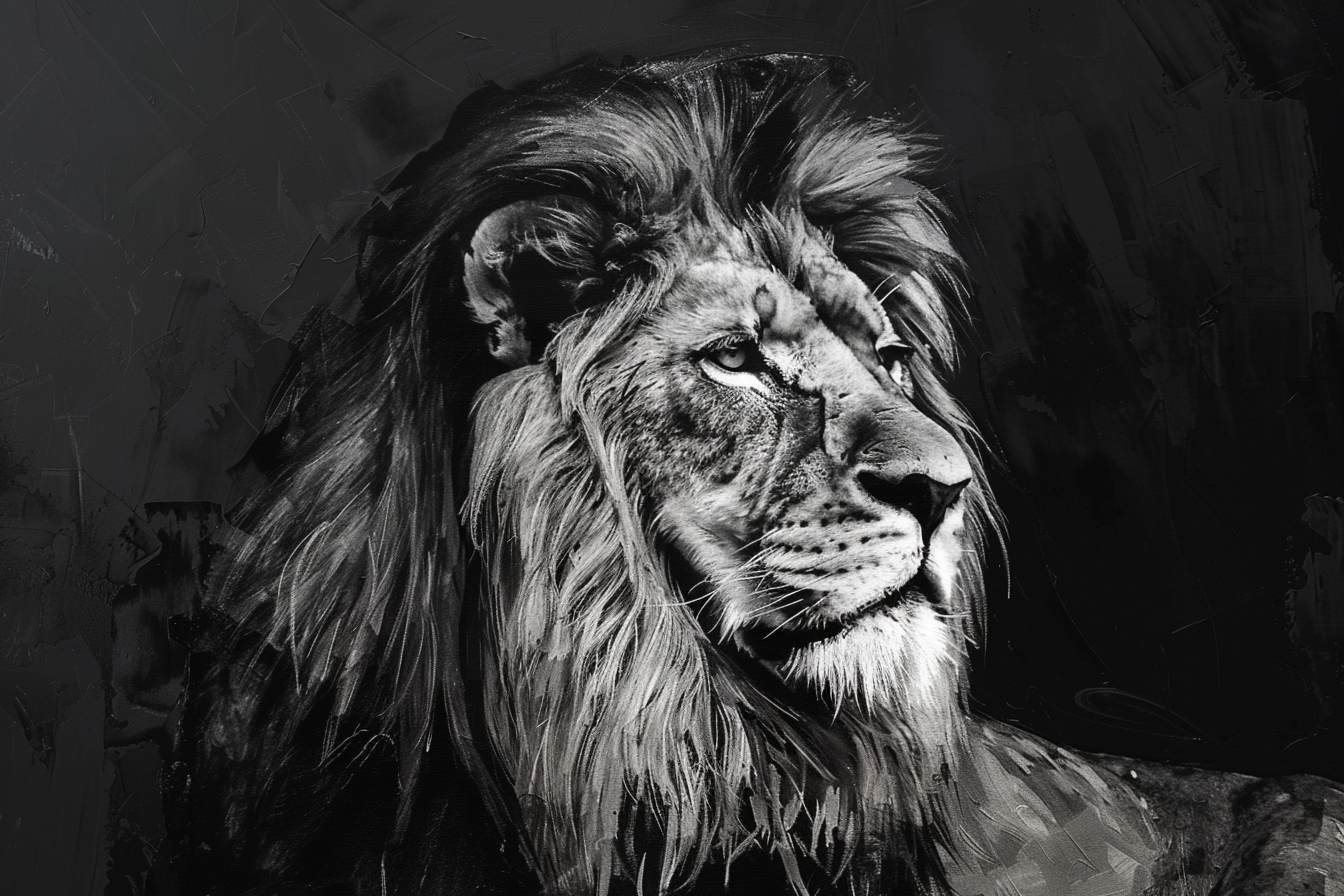 Tableau Lion Noir et Blanc