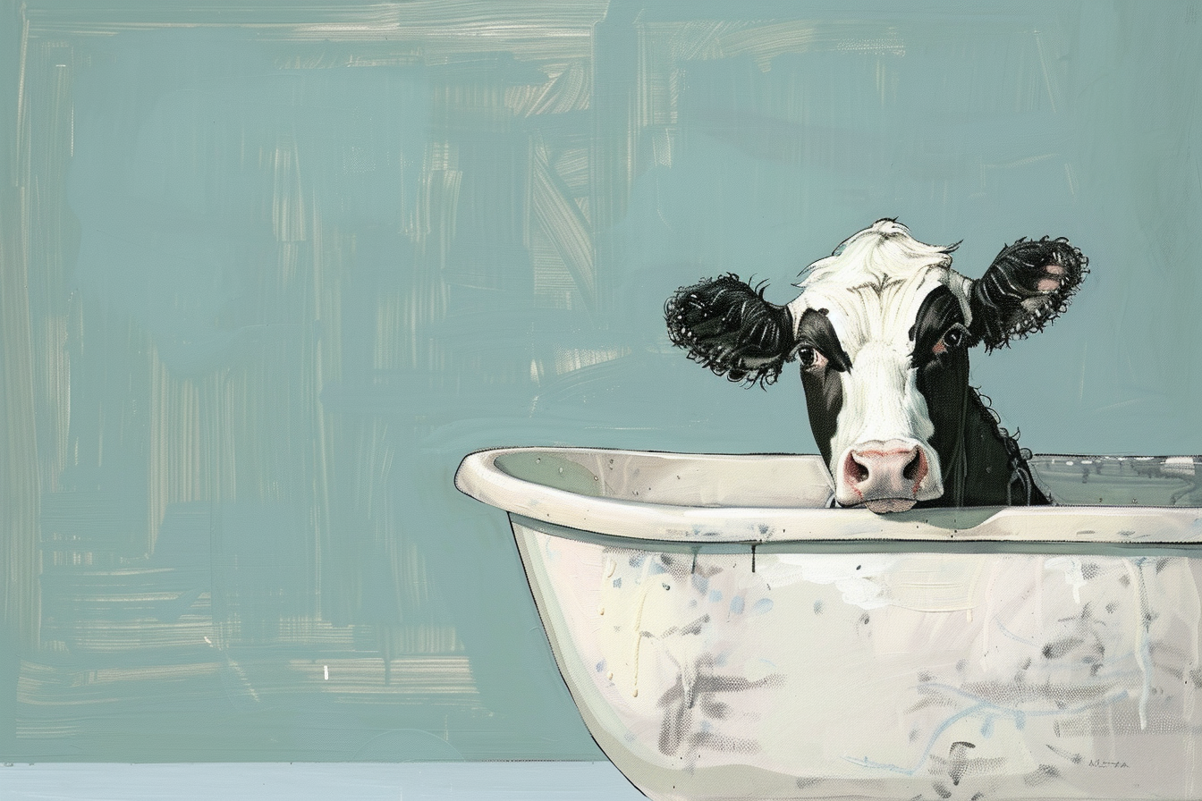 Tableau Vache dans la Baignoire