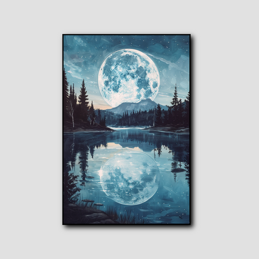 Tableau Lune sur Lac