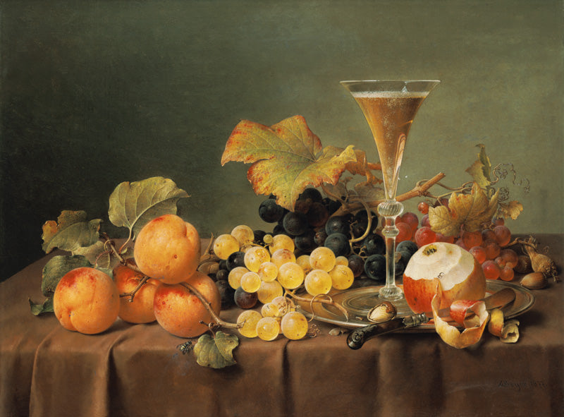 Nature morte avec un verre de champagne - Johann Wilhelm Preyer