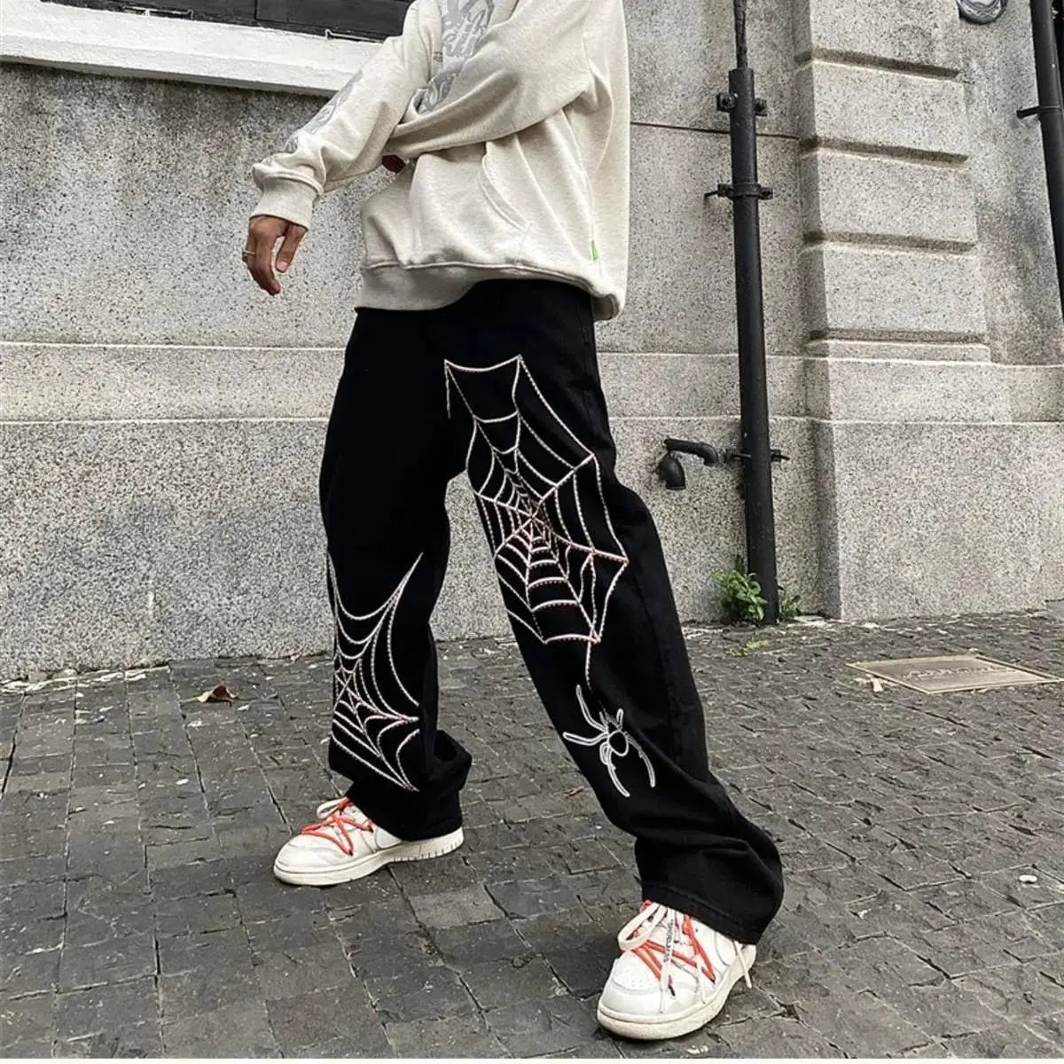 Pantalon Noir Toile d'Araignée