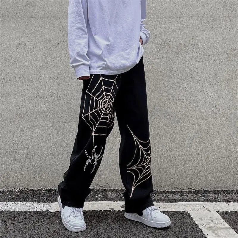 Pantalon Noir Toile d'Araignée