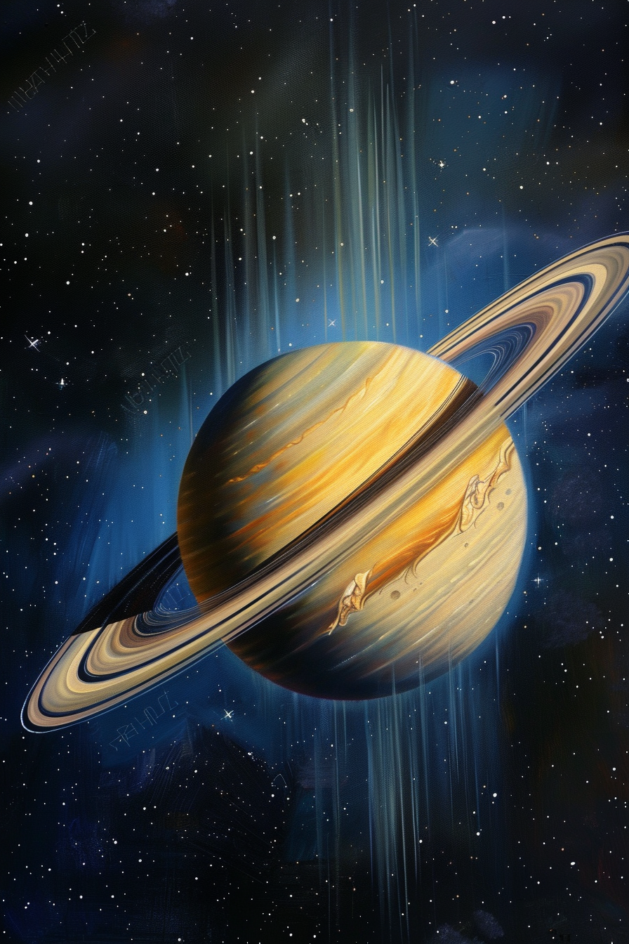 Tableau de la Planète Saturne Illuminée