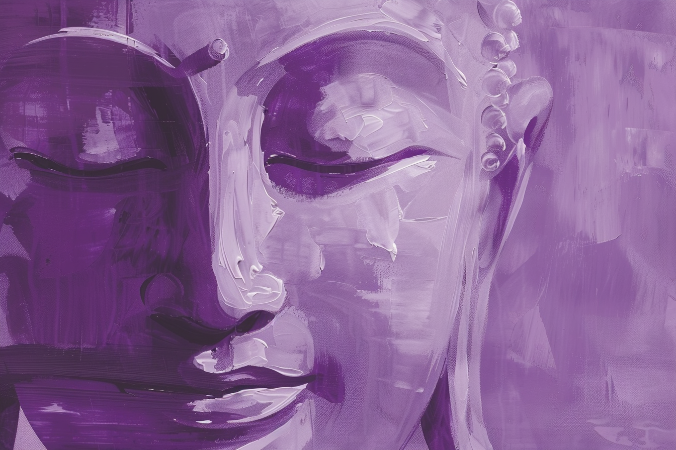 Tableau Visage Bouddha Violet