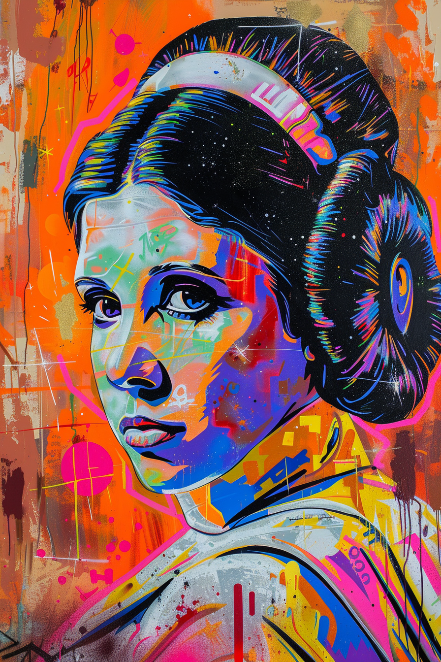 Tableau déco Star Wars Princesse Leia Street Art