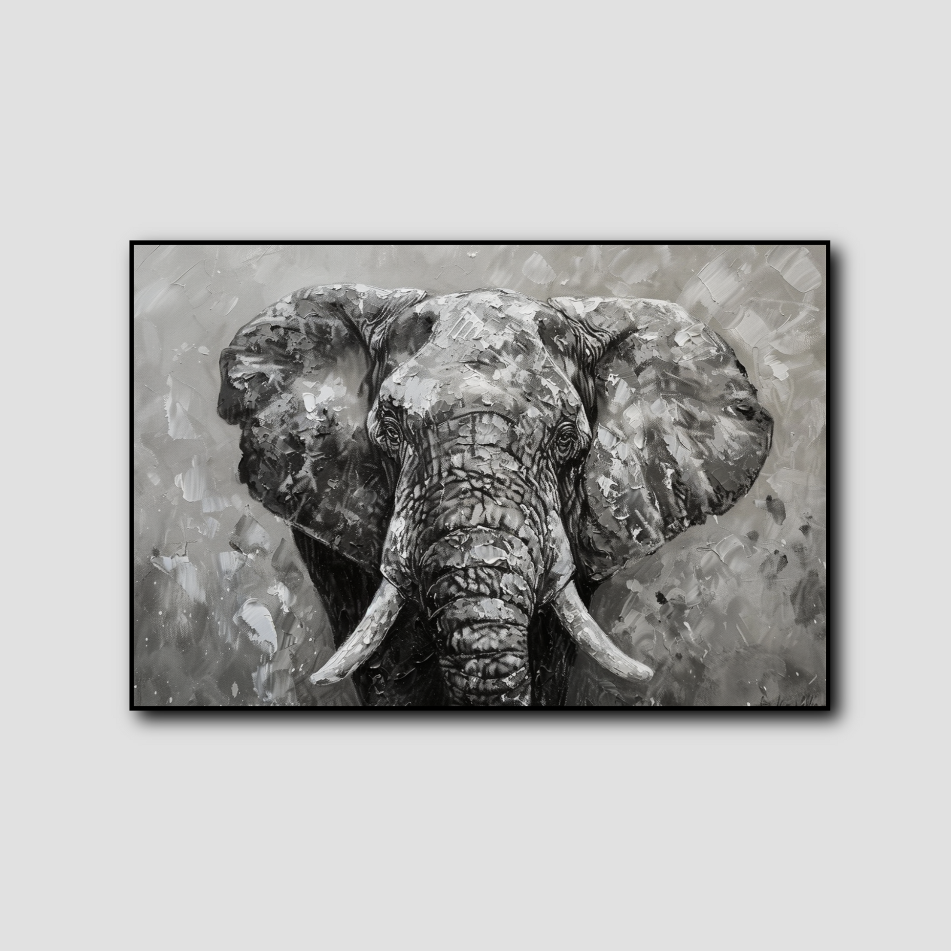 Tableau Elephant Noir et Blanc