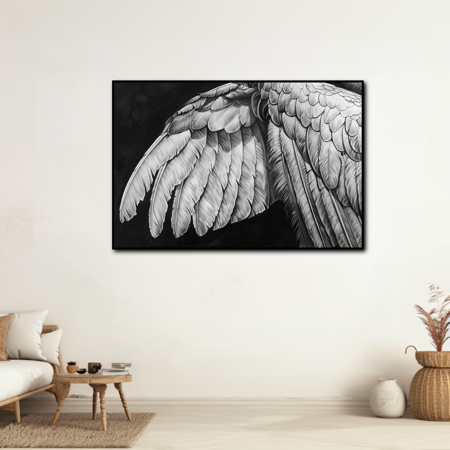 Tableau Aile d'Ange Noir et Blanc