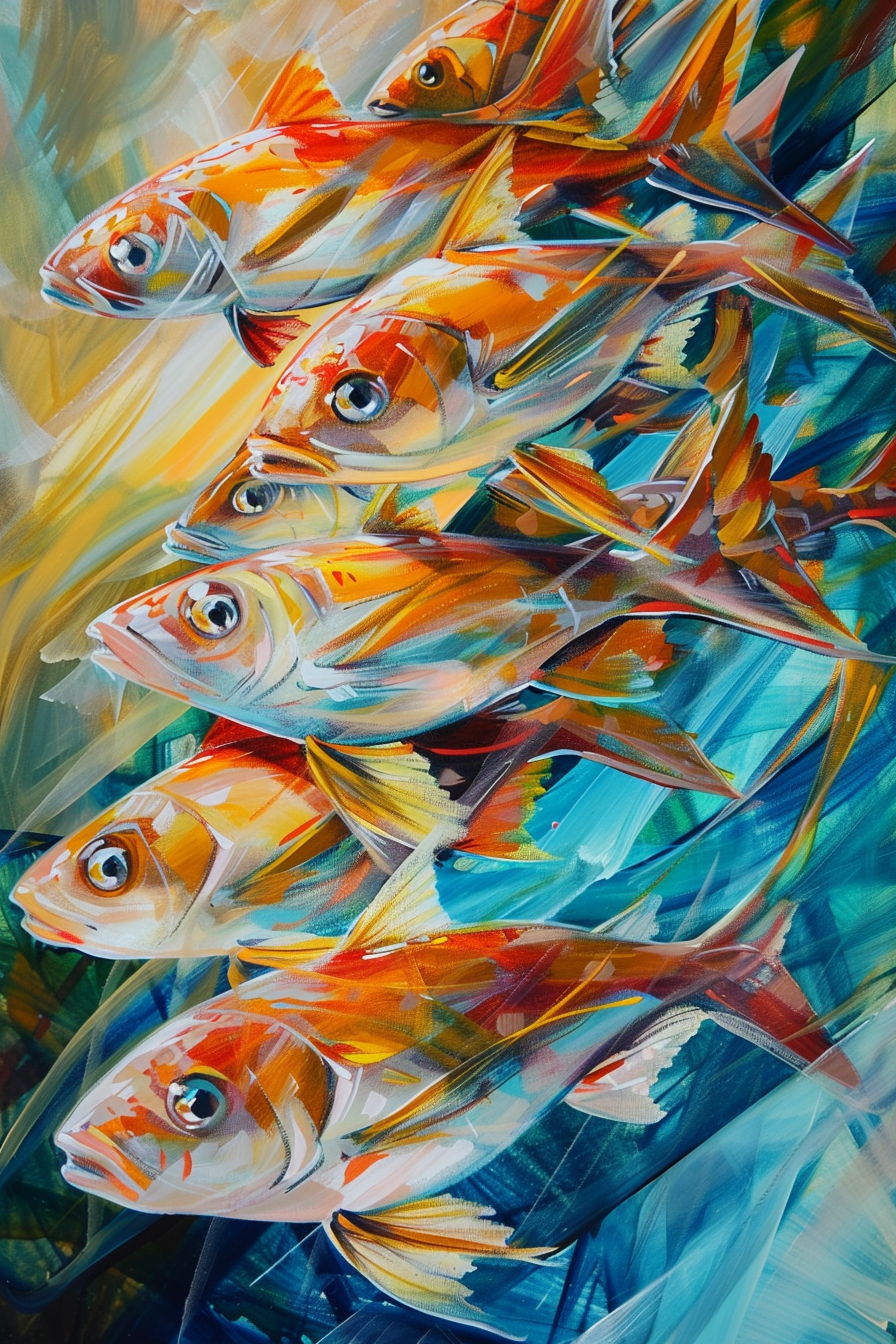 Tableau Banc de Poissons Moderne