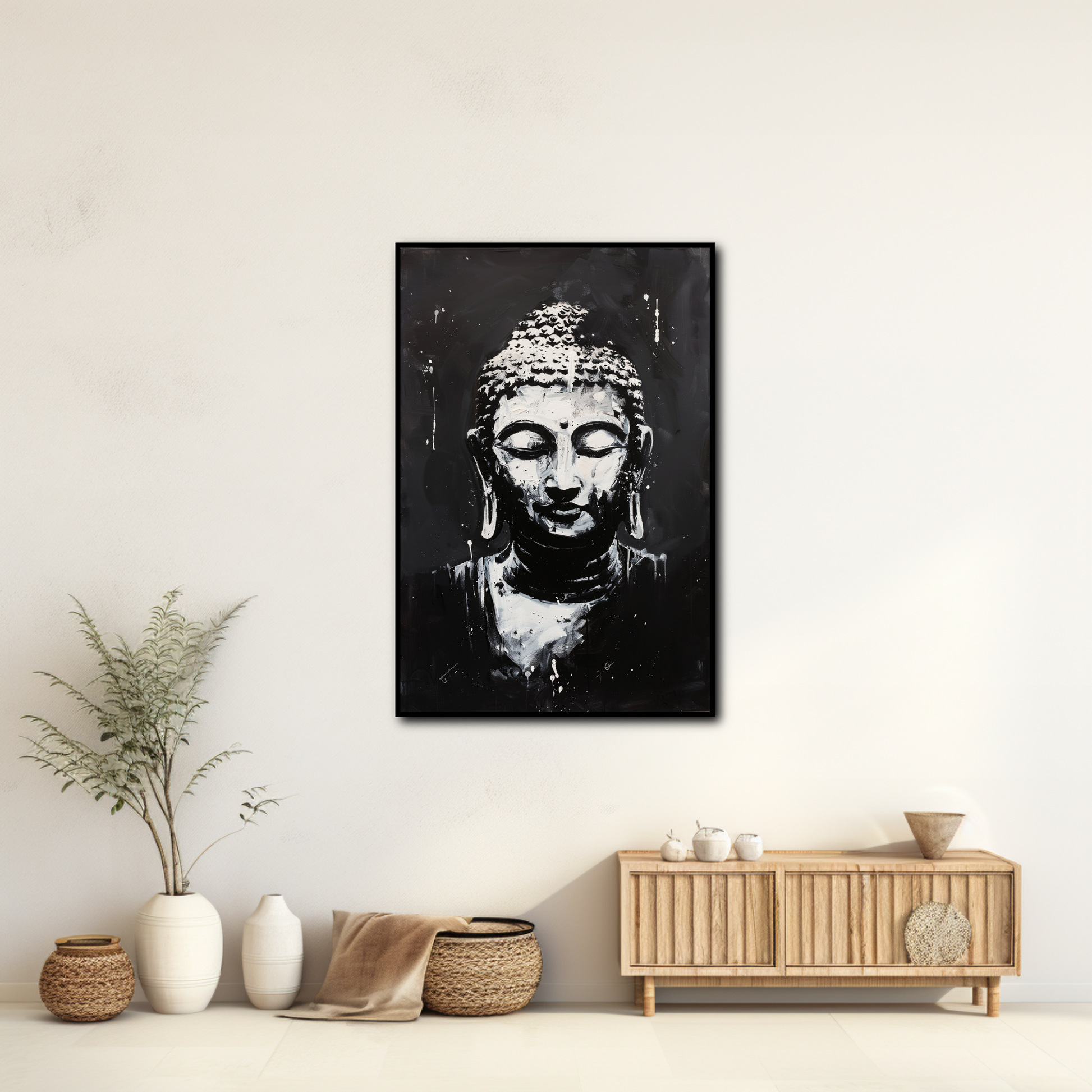 Tableau Bouddha Noir et Blanc