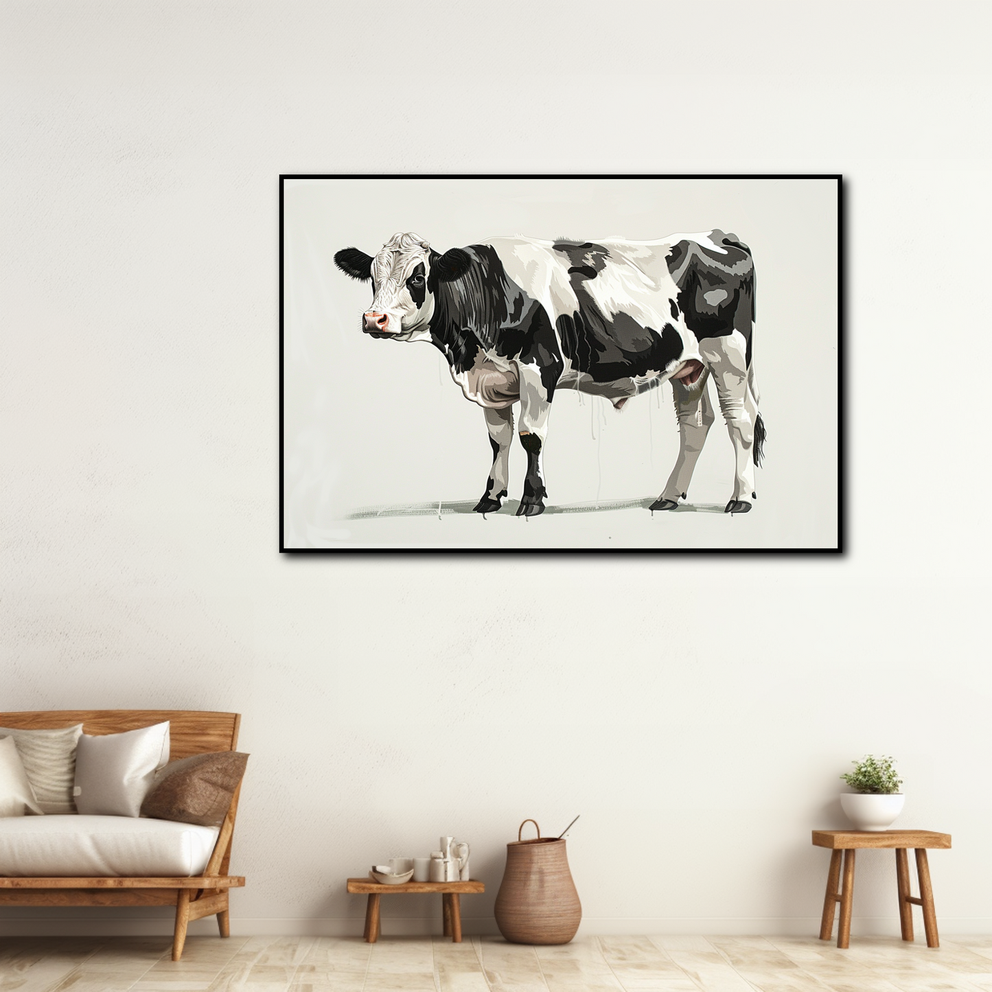 Tableau Vache Noire et Blanche