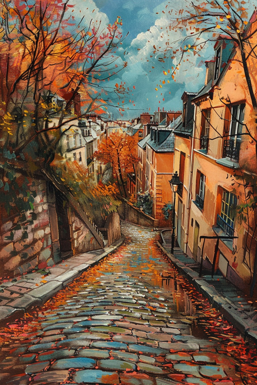 Tableau Ville Automne