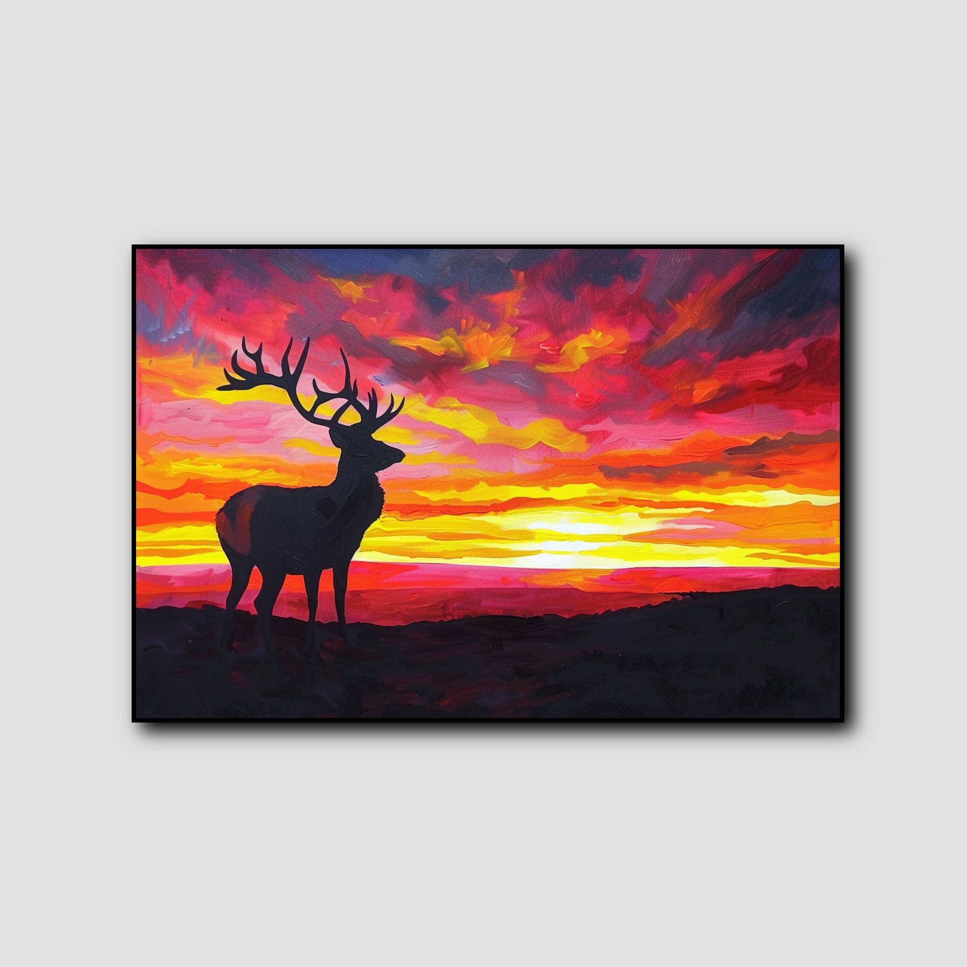 Tableau Cerf Coucher De Soleil