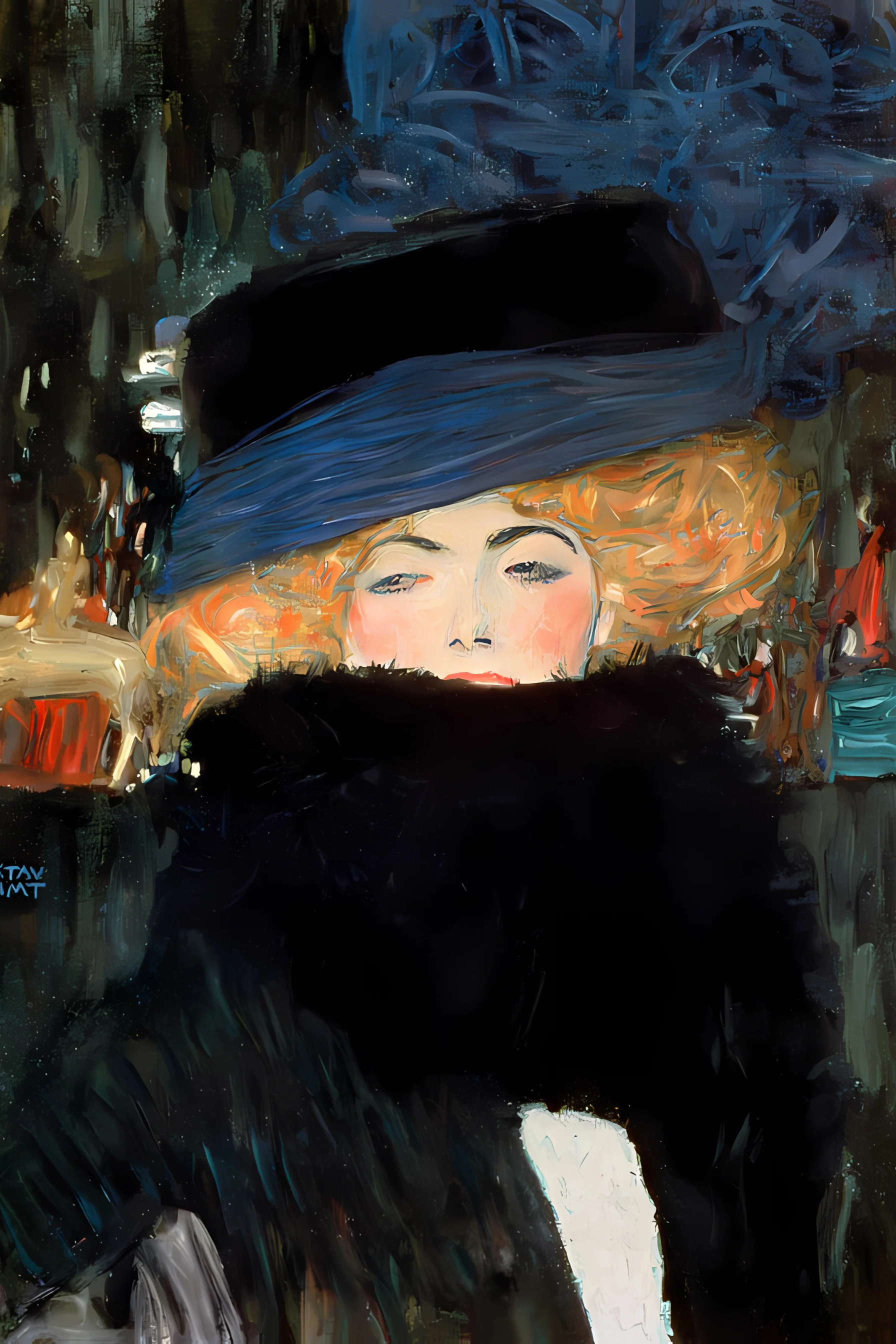 Dame avec le chapeau et le boa - Gustav Klimt