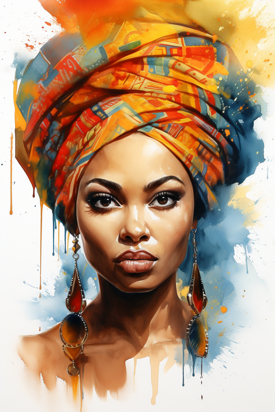 Tableau Aquarelle Femme Africaine