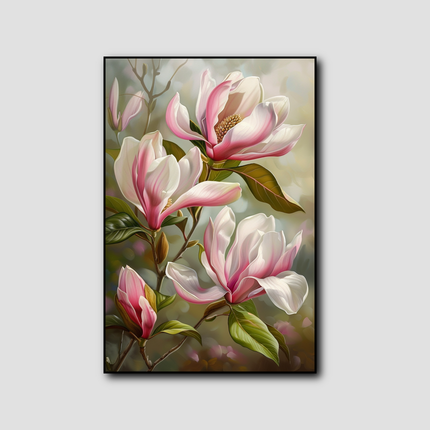 Tableau Fleur Magnolia Rose et Blanche