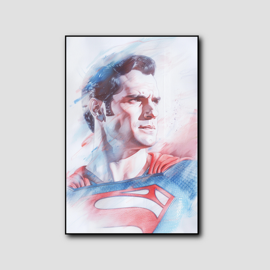 Tableau déco portrait Superman aquarelle pastel