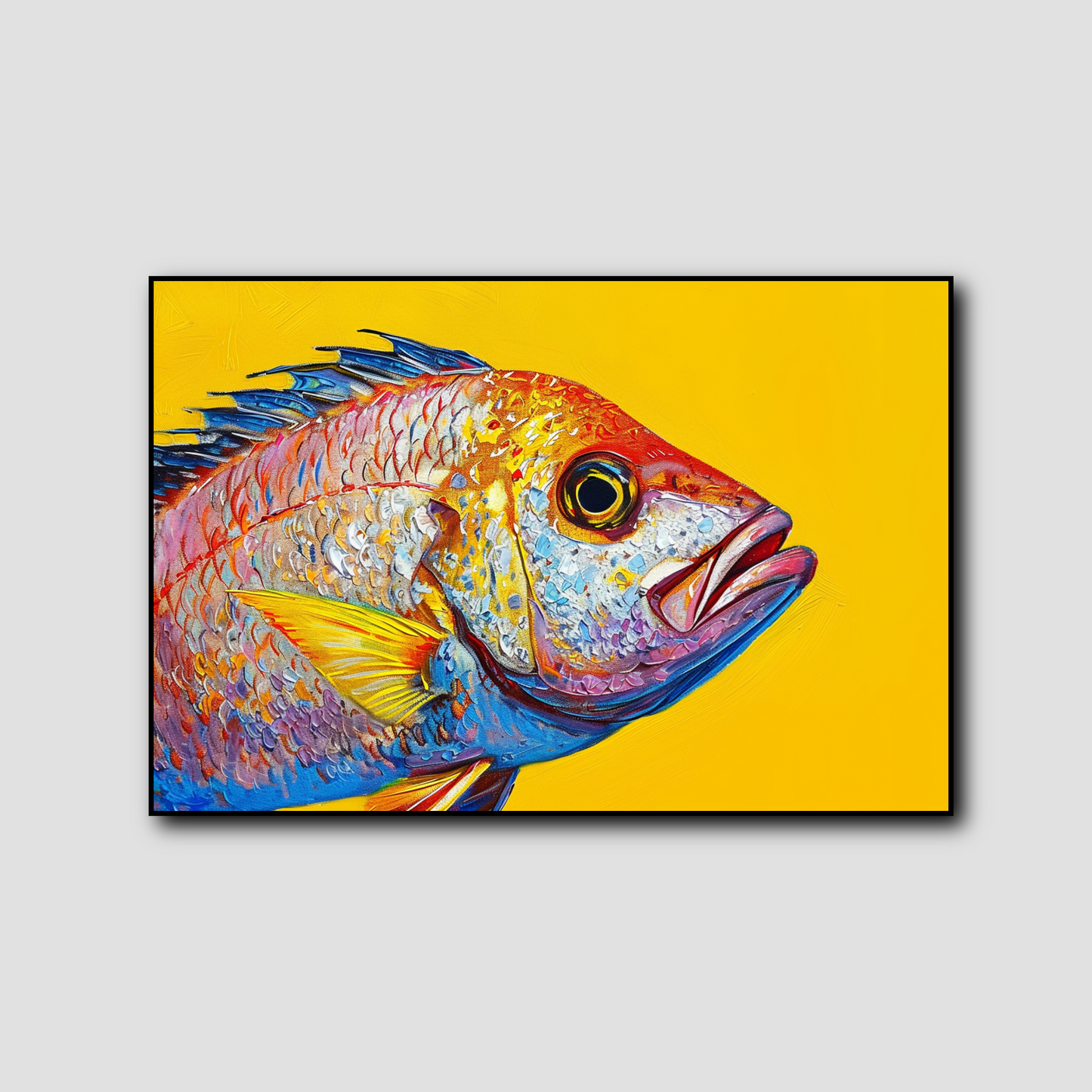 Peinture Gros Poisson Fond Jaune