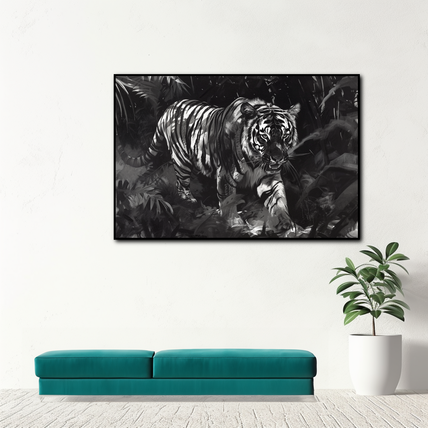 Tableau Tigre Noir et Blanc