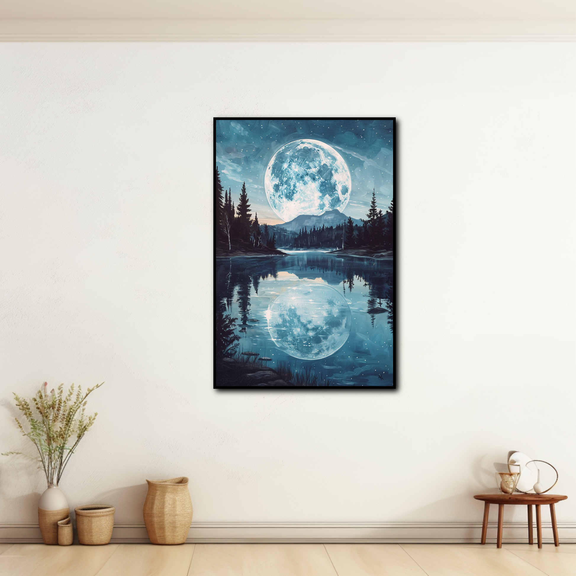 Tableau Lune sur Lac