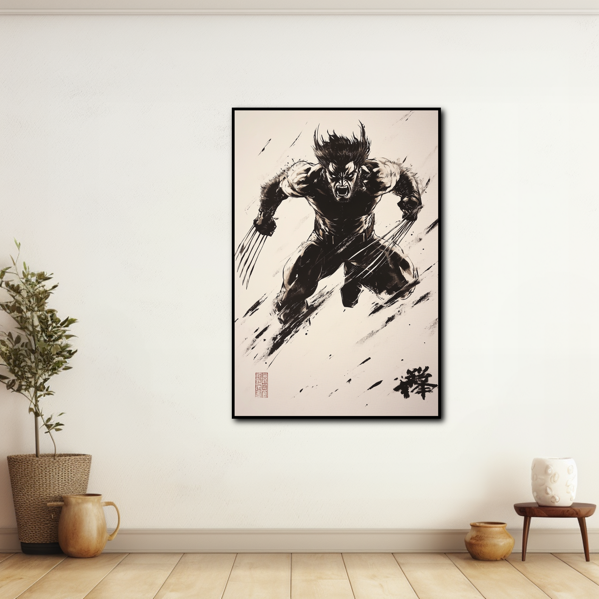 Tableau Wolverine X-men Encre chinoise