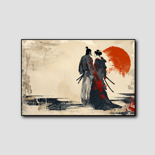 Tableau Japonais Samouraï et Geisha