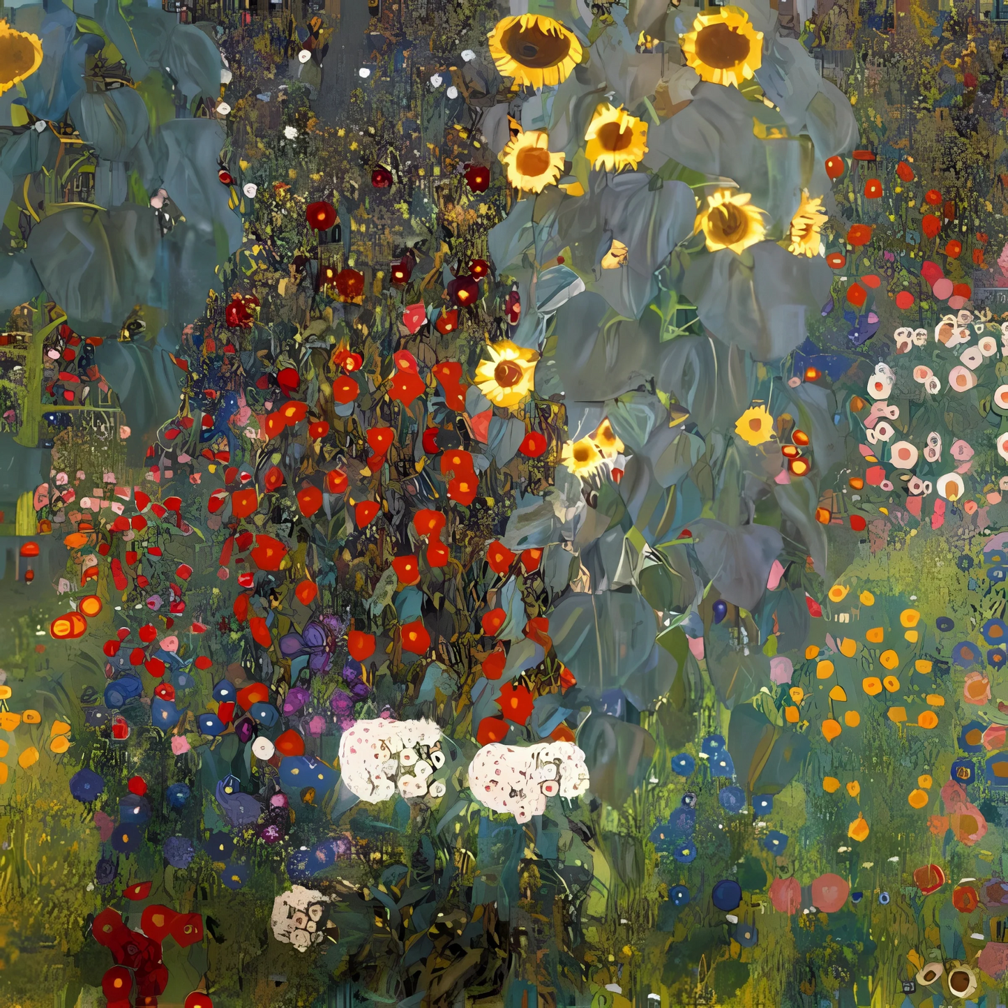 Jardin aux tournesols - Gustav Klimt