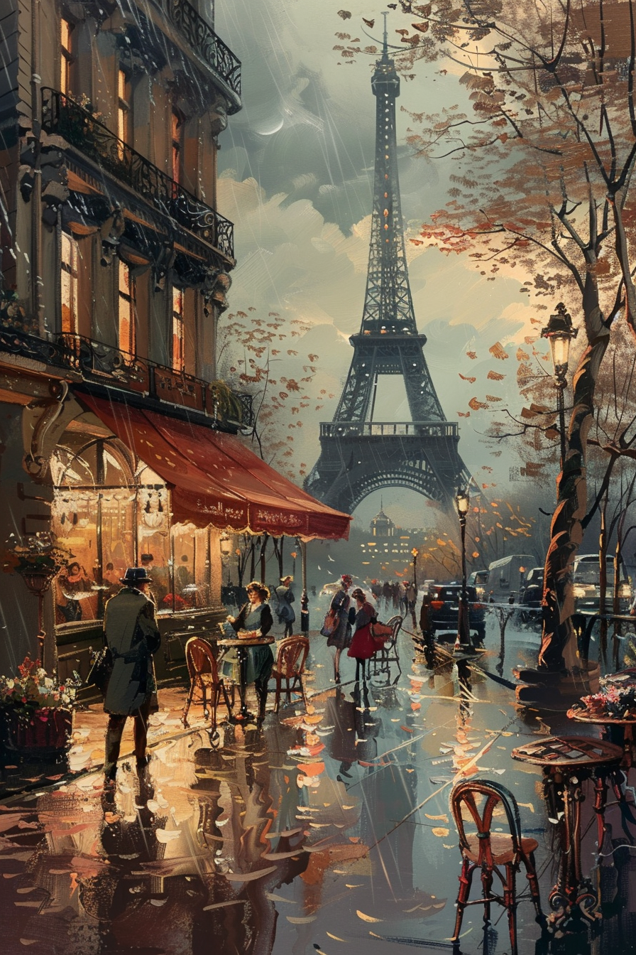 Peinture Paris Sous la Pluie