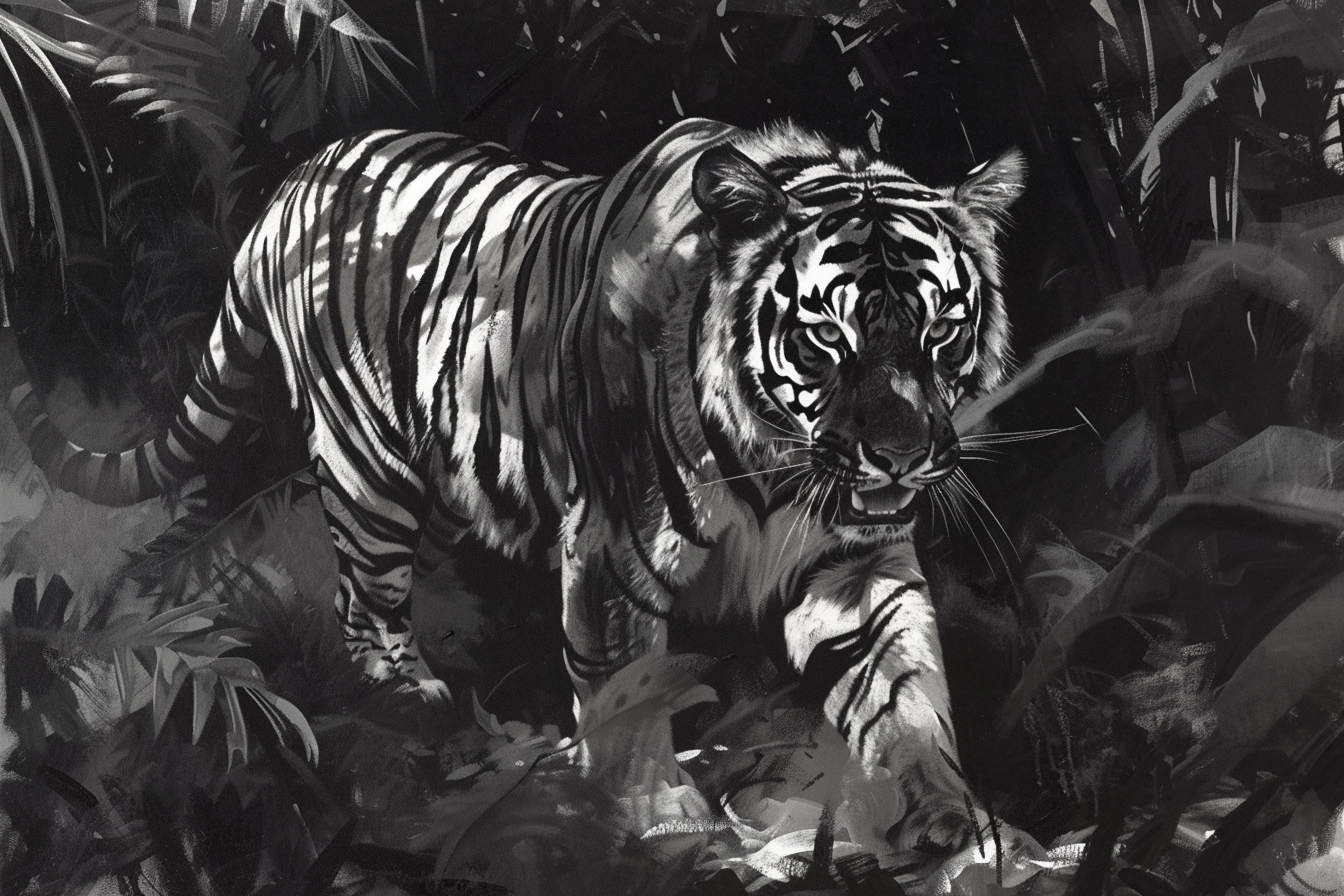 Tableau Tigre Noir et Blanc