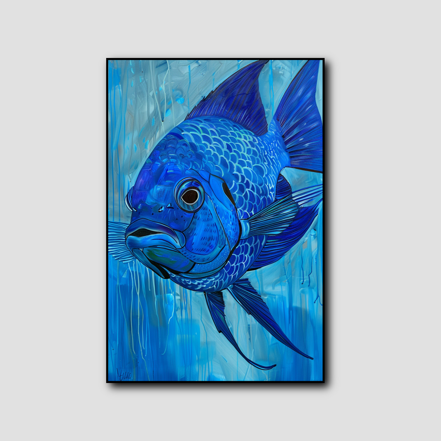 Tableau Poisson Contemporain Bleu