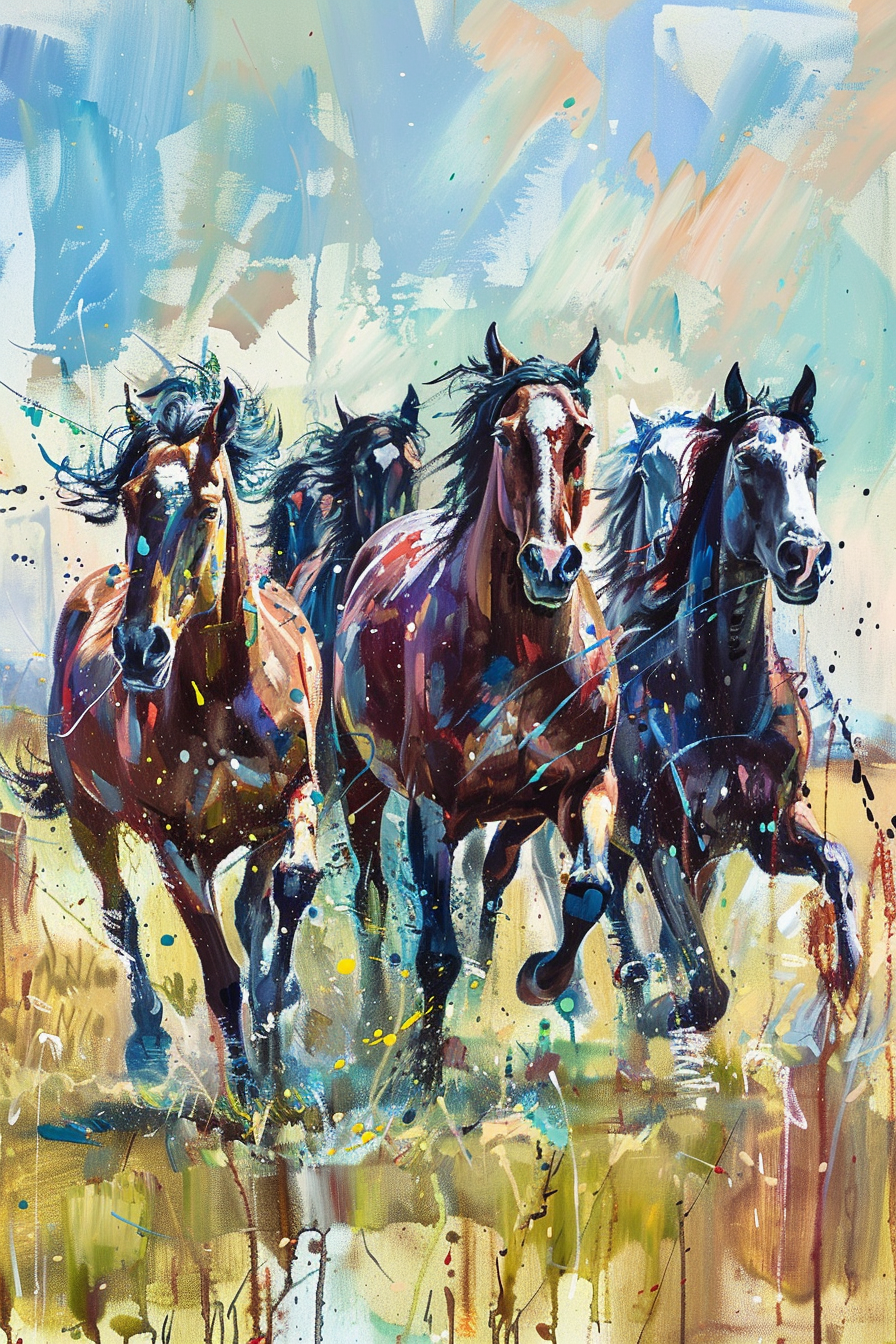 Tableau Peinture Chevaux