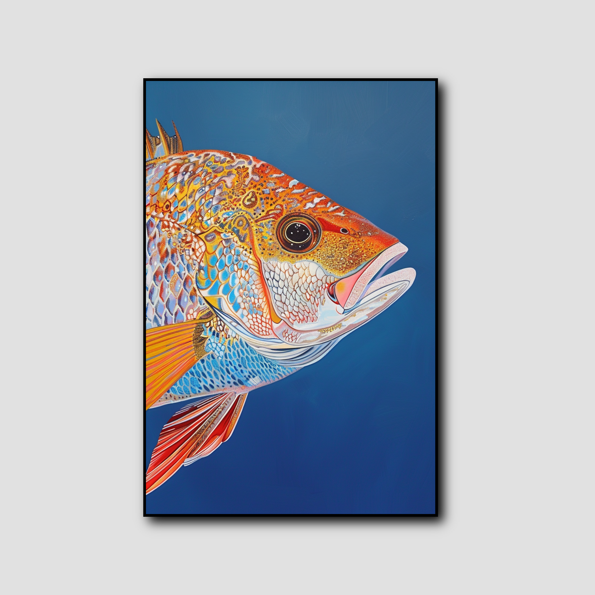 Tableau Poisson Fond Bleu