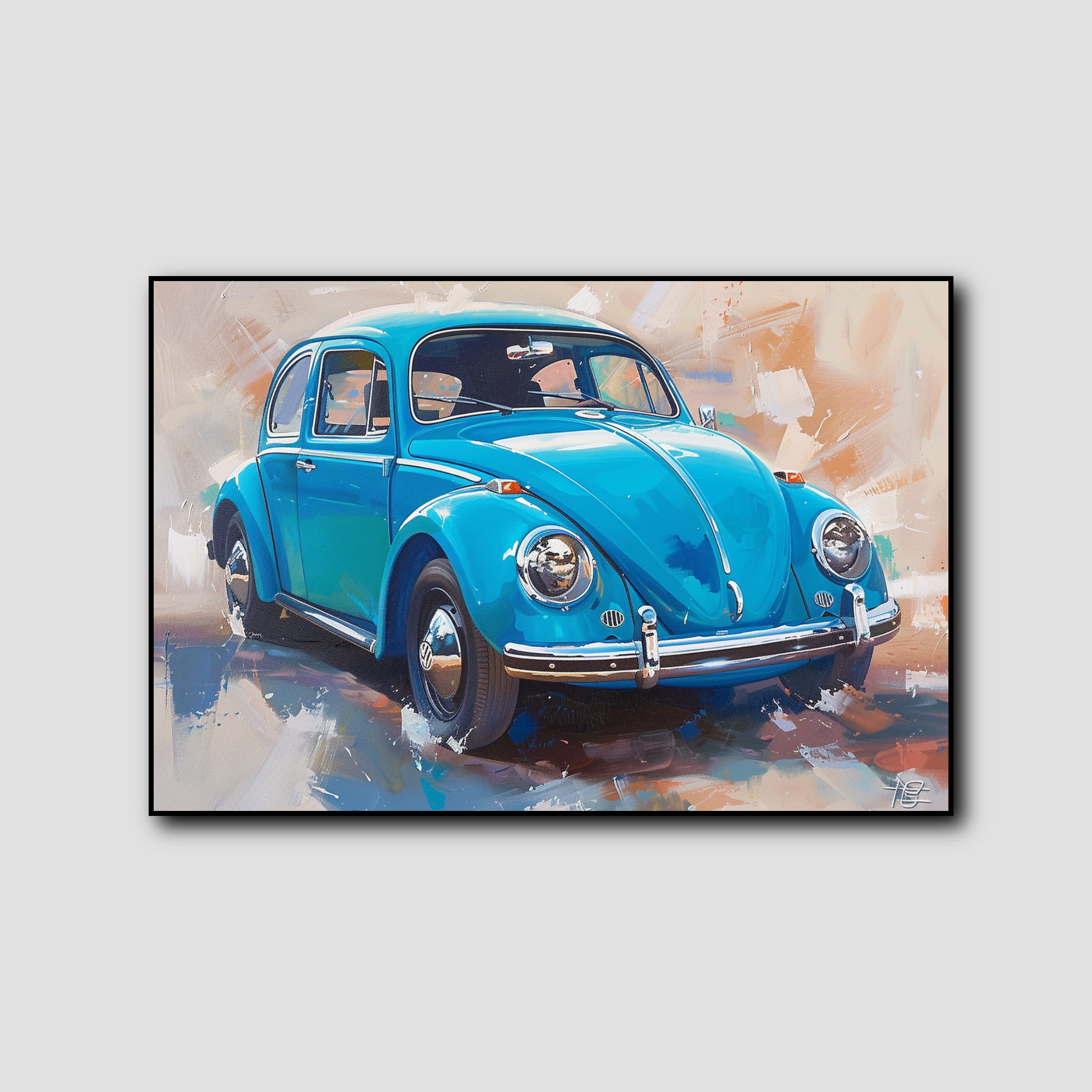 Tableau Wolkswagen Bleu Vintage