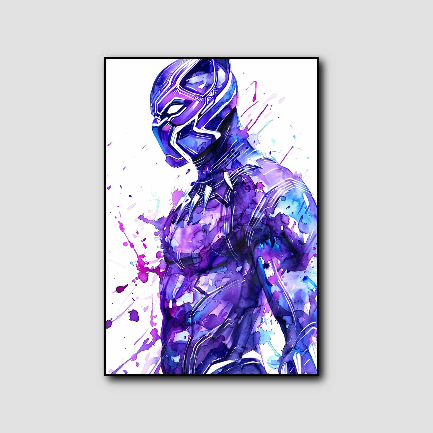 Tableau déco Black Panther Marvel encre watercolor pop art