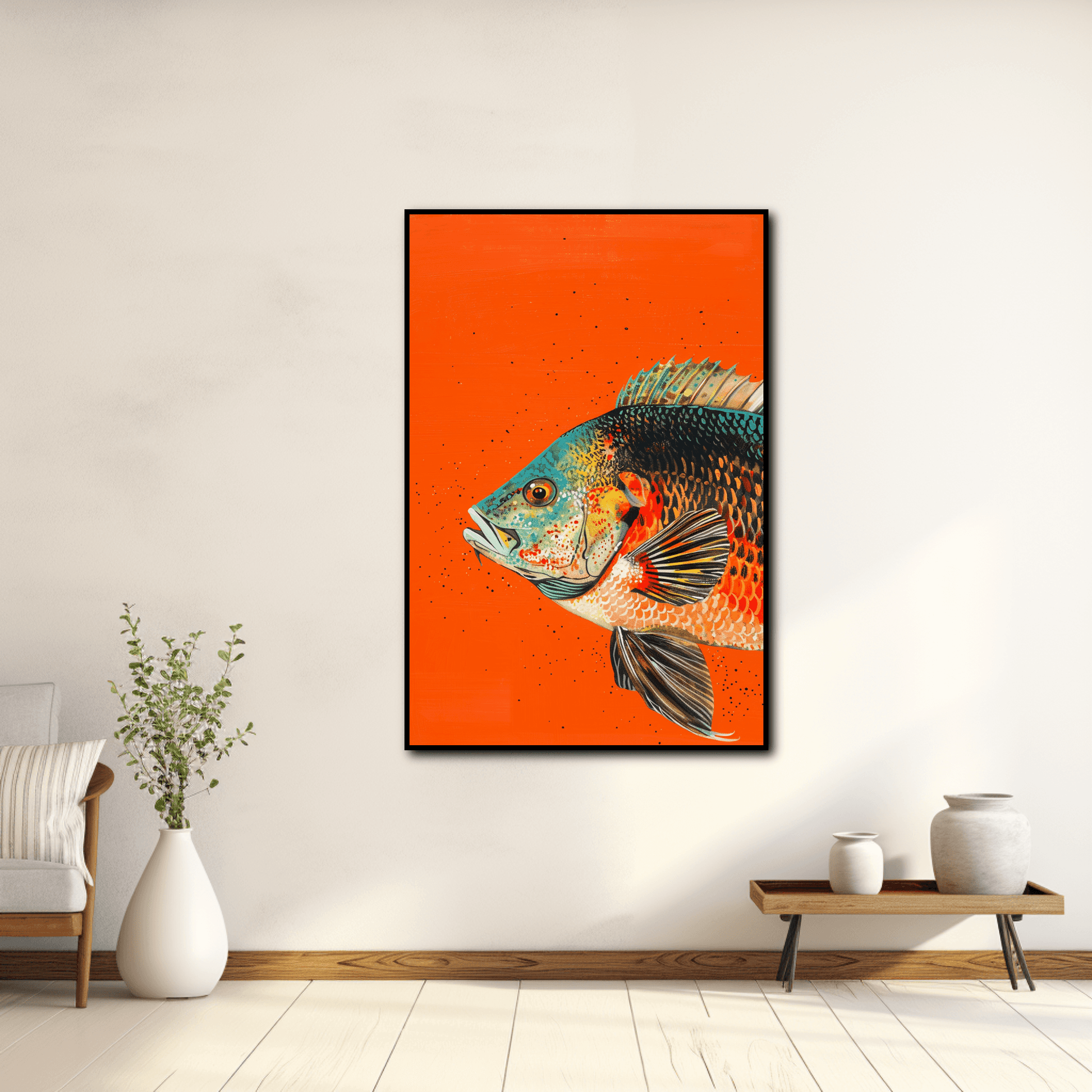 Tableau Orange avec Poisson