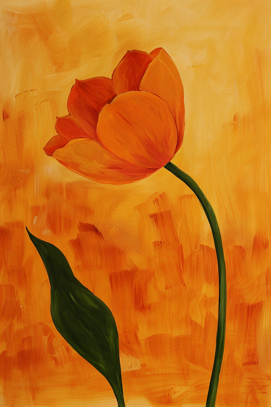 Tableau Fleur Orange