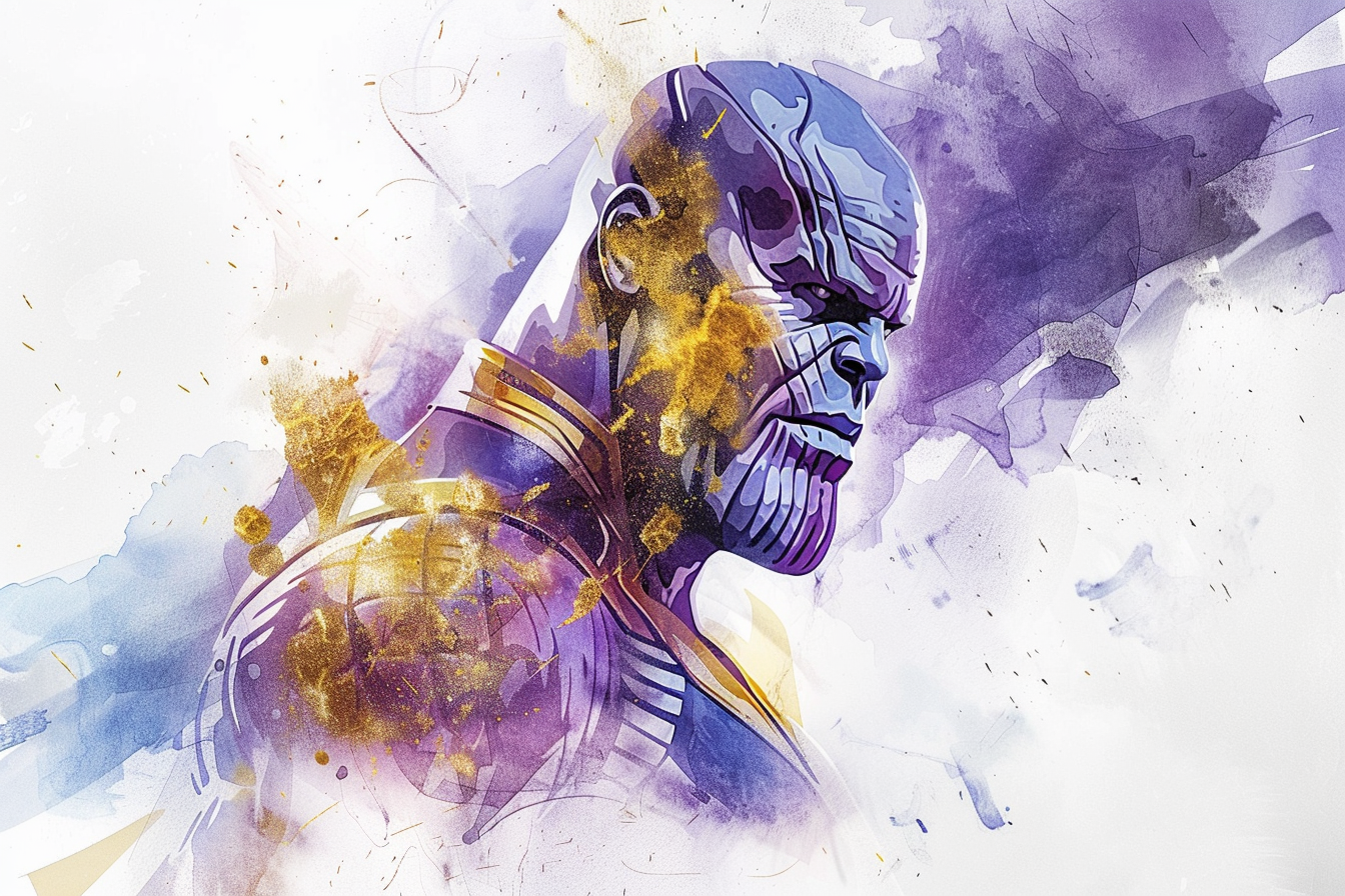 Tableau déco Thanos Avengers Marvel Aquarelle