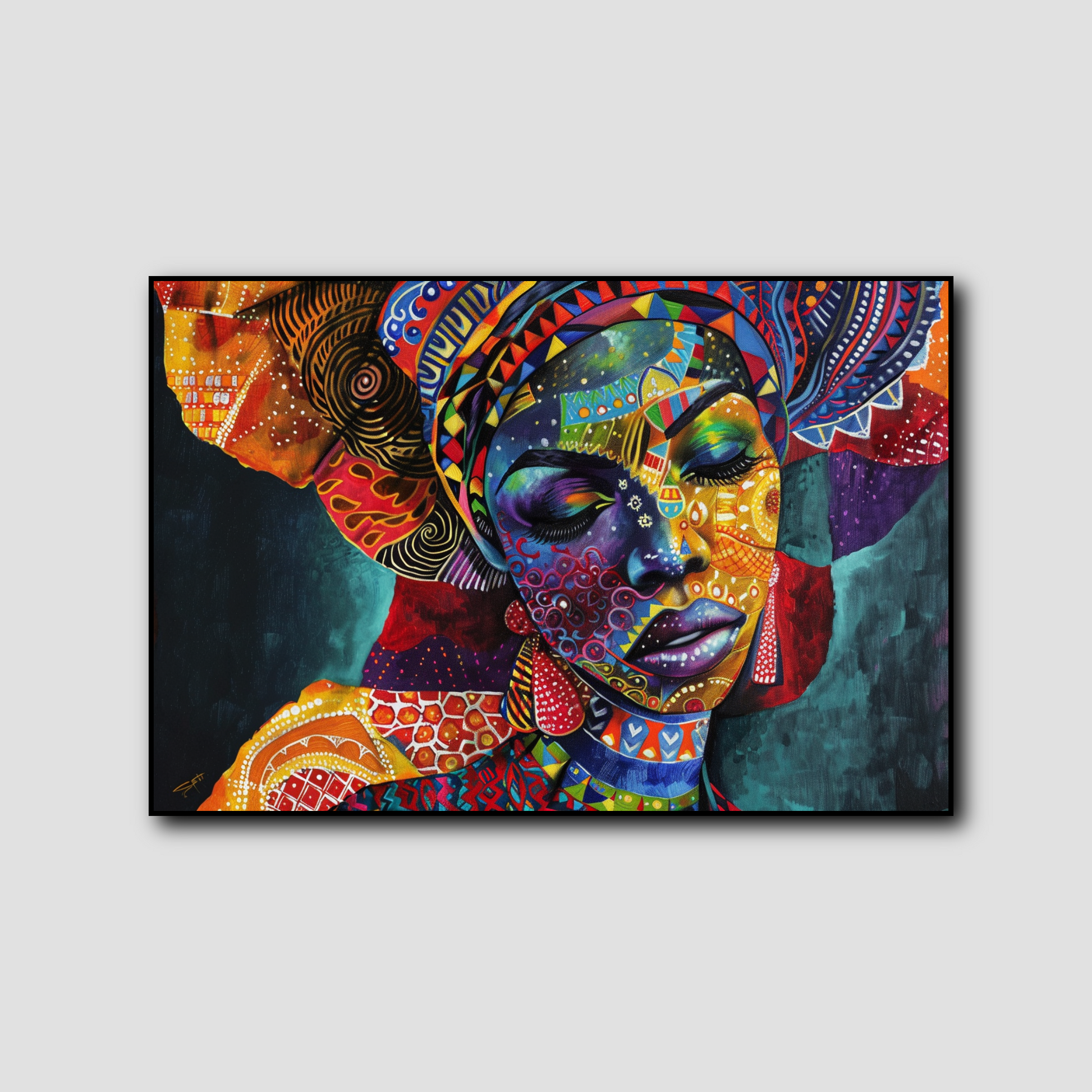 Tableau Femme Africaine Multicolore