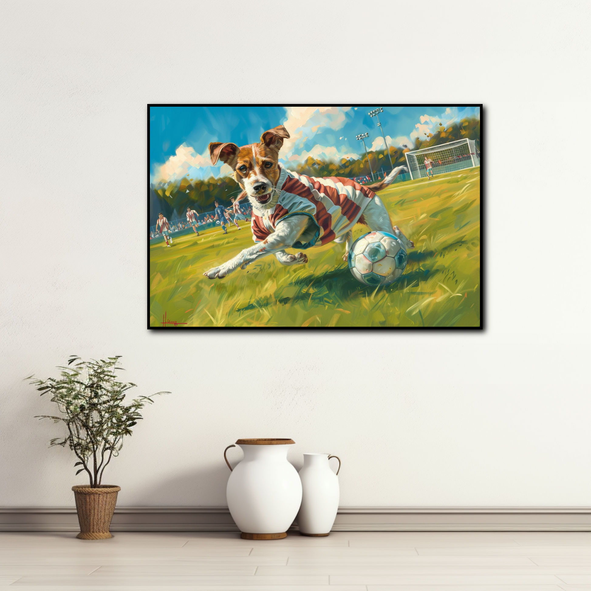 Tableau Jack Russell Footballeur