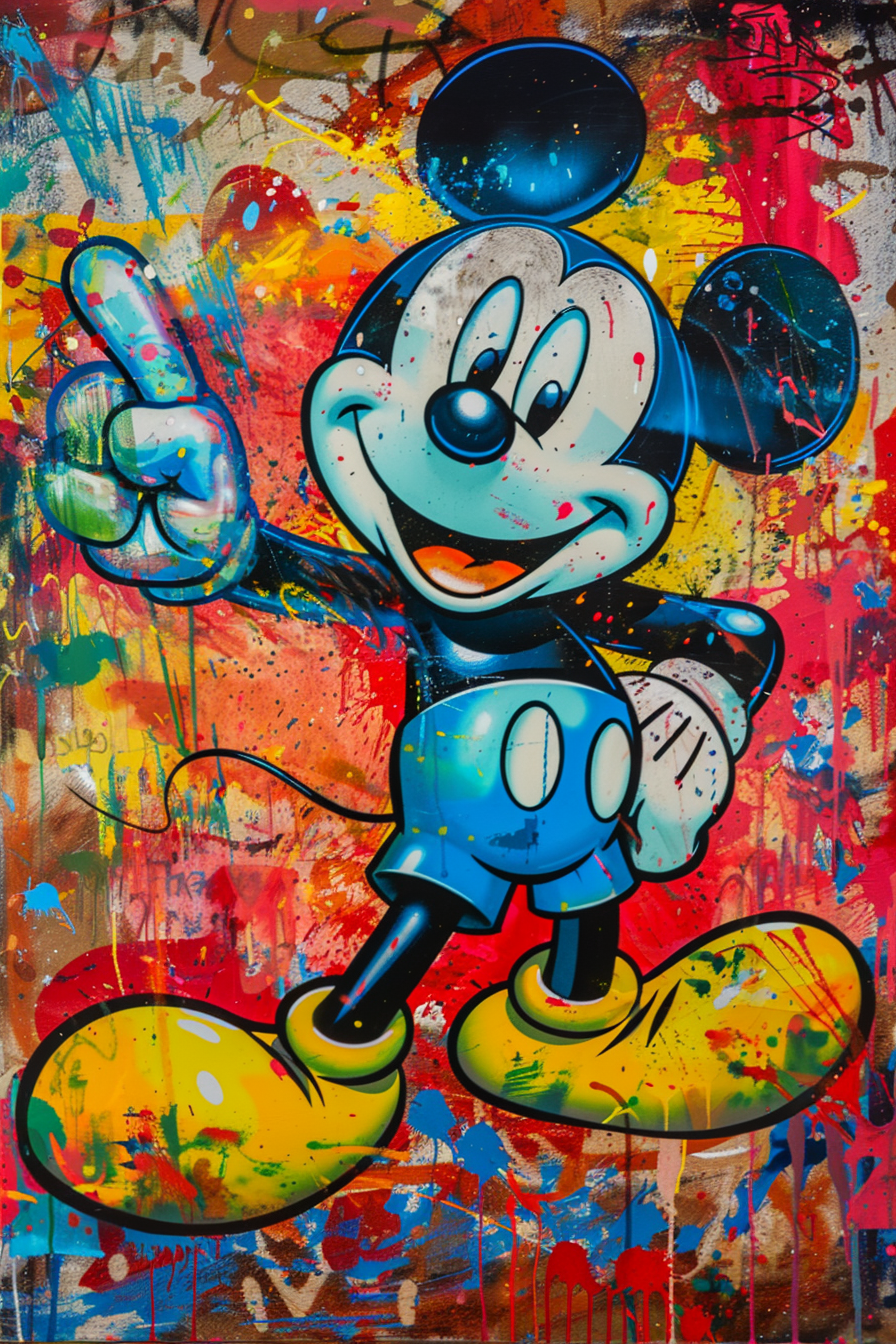 Tableau Street Art Mickey Coloré