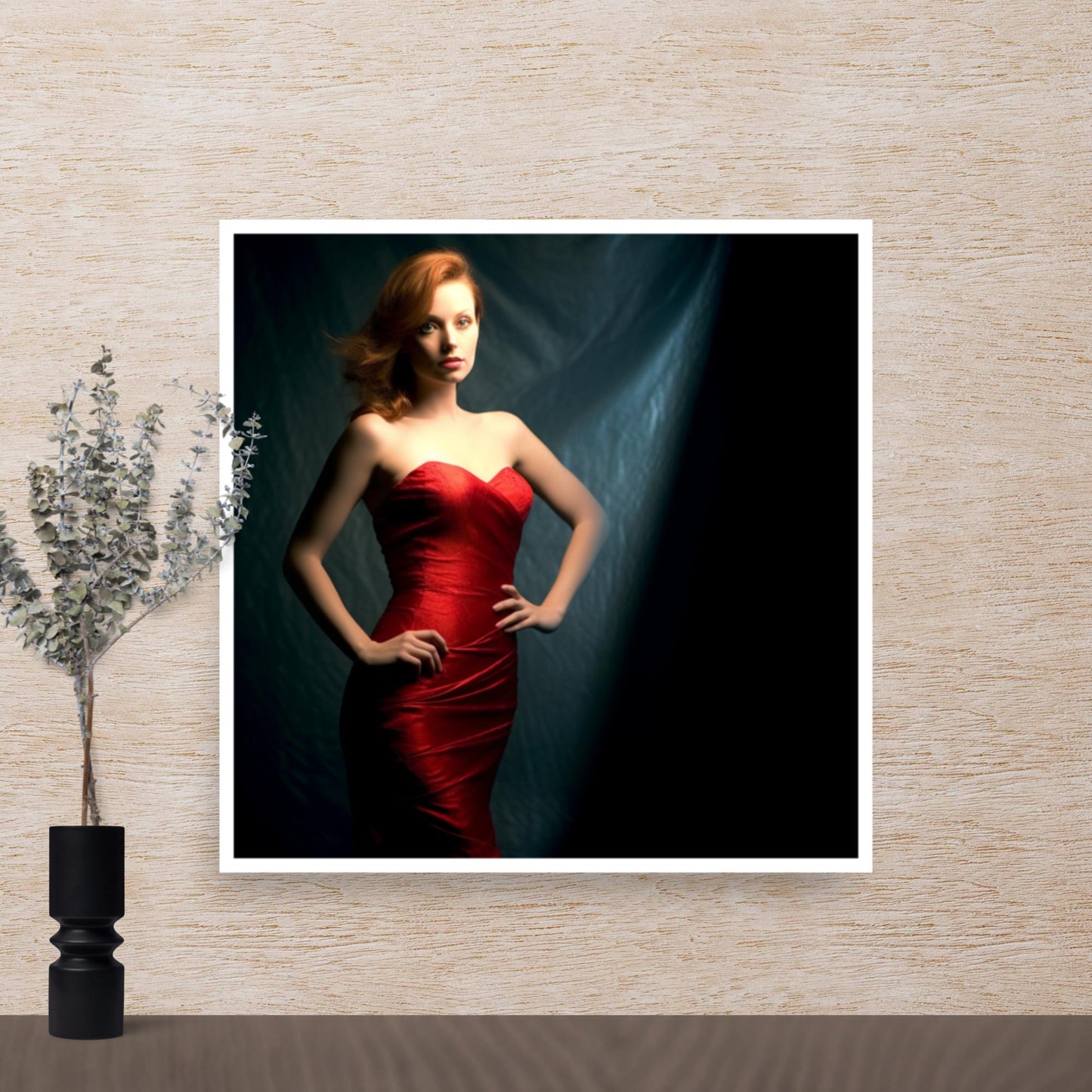 Tableau Femme Robe Rouge-LigneCreator