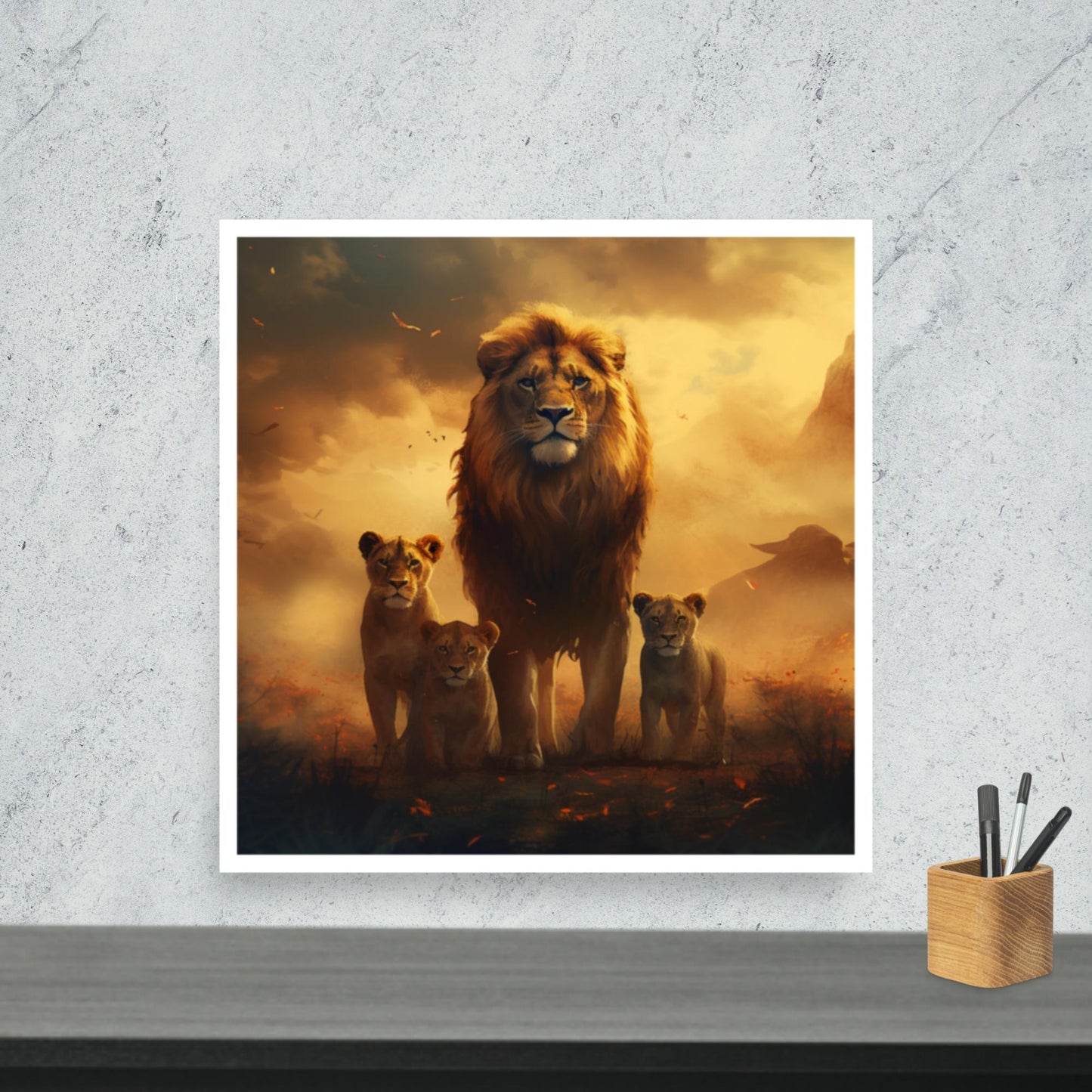 Tableau Lion Famille-LigneCreator