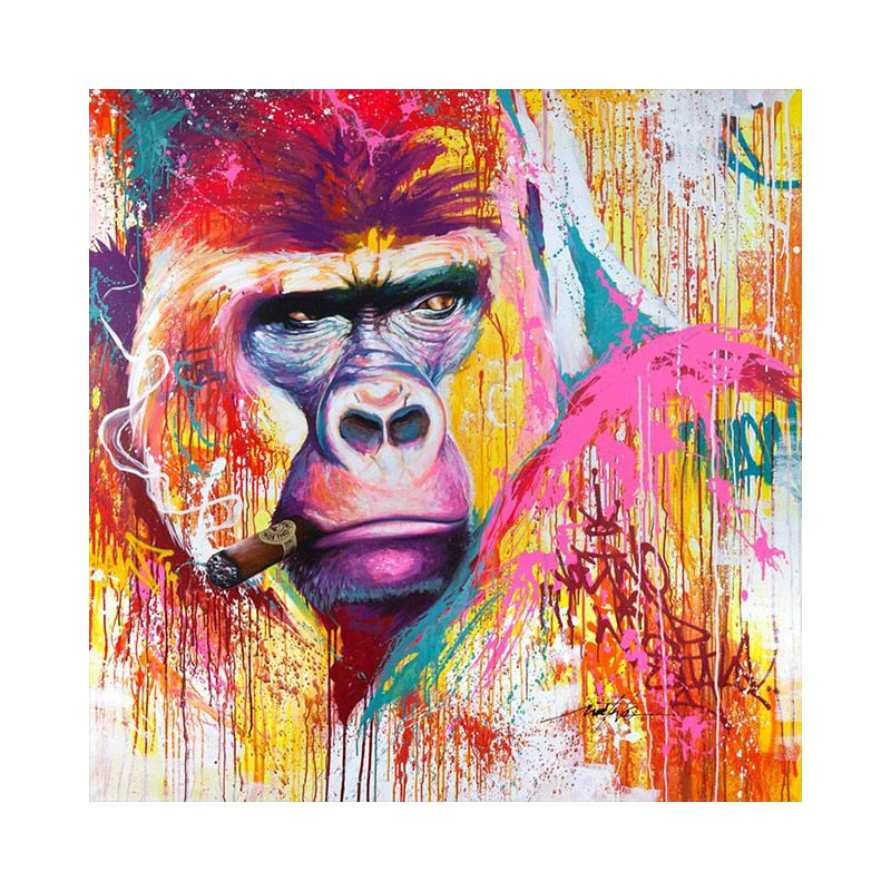 Tableau pop art gorille abstrait